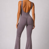 SparkNine Urbangoddes dames bodysuit - slim fit sport jumpsuit - L - beige - mouwloos & sneldrogend - hoge elasticiteit - comfortabele fitness & casual outfit