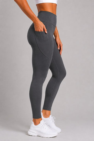 SparkNine Pacepocket dames sportlegging - met handige zakken - L - grijs - hoge taille - elastisch - squatproof - niet doorschijnend
