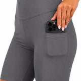 SparkNine Softflow korte sportbroek - met zakken - zachte stof - M - grijs - dames short - half lang - fietsshort