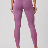 SparkNine Novawave sportlegging dames - squatproof - ademend - met zakken - XL - roze - mesh panelen - elastisch & stijvol