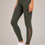 SparkNine Meshtone Sportlegging - M - groen - mesh details & handige zakken - sportbroek - ademend & stijlvol - elastisch - squatproof
