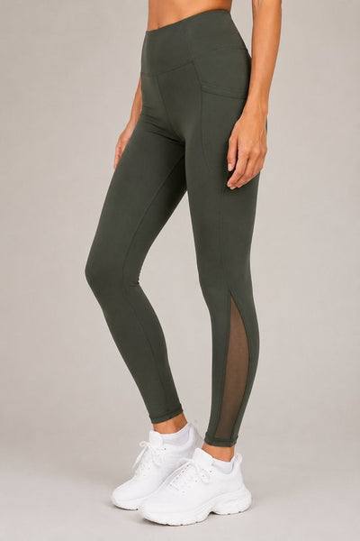 SparkNine Meshtone Sportlegging - M - groen - mesh details & handige zakken - sportbroek - ademend & stijlvol - elastisch - squatproof