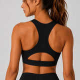 SparkNine Glowbra sportbeha dames - hoge ondersteuning - M - zwart - kruisrug - ademend & stijlvol - met verwijderbare pads - glanzend & zacht