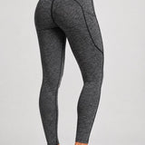 SparkNine Pacepocket dames sportlegging - met handige zakken - XS - hennep grijs - hoge taille - elastisch - squatproof - niet doorschijnend