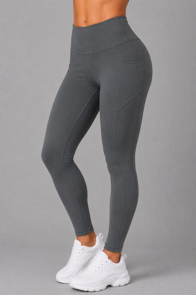 SparkNine Softflex zachte legging met zakken - dames sportlegging - comfy legging - S - grijs - hoge taille - elastisch - zacht materiaal - comfortabel