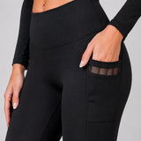 SparkNine Meshtone Sportlegging - XXL - zwart - mesh details & handige zakken - sportbroek - ademend & stijlvol - elastisch - squatproof