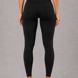 SparkNine Breathflex sportlegging dames - ademend - met zakken - M - zwart - geruite mesh panelen - met zakken - elastisch