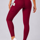 SparkNine Novawave sportlegging dames - squatproof - ademend - met zakken - S - rood - mesh panelen - elastisch & stijvol