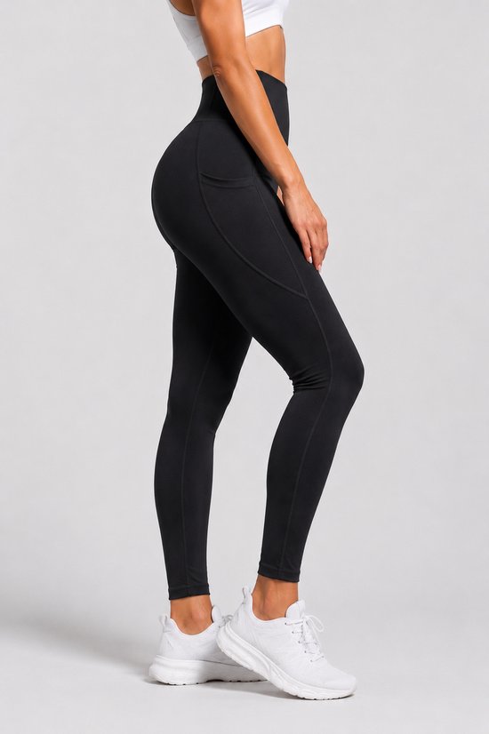SparkNine Pacepocket dames sportlegging - met handige zakken - XL - zwart - hoge taille - elastisch - squatproof - niet doorschijnend
