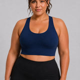 SparkNine Stride sport-bh - met uitneembare pads - XXL - blauw - cross-back - medium support - zacht & elastisch materiaal