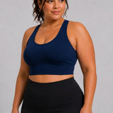 SparkNine Stride sport-bh - met uitneembare pads - XXL - blauw - cross-back - medium support - zacht & elastisch materiaal
