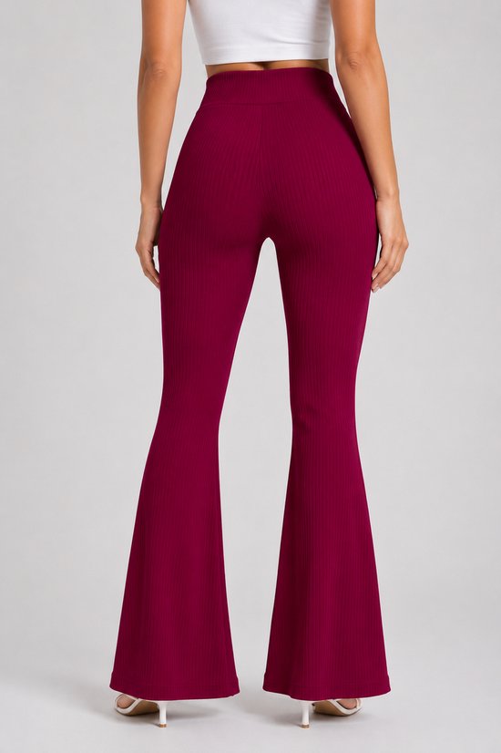 SparkNine Breezeflare dames legging - stijlvolle flare broek - XL - rood - lichtgewicht & ademend - hoge taille - flatterende pasvorm