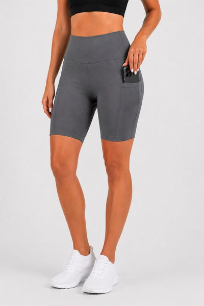 SparkNine Softflow korte sportbroek - met zakken - zachte stof - XXL - grijs - dames short - half lang - fietsshort
