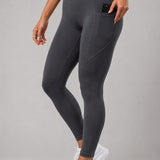 SparkNine Pacepocket dames sportlegging - met handige zakken - XS - grijs - hoge taille - elastisch - squatproof - niet doorschijnend