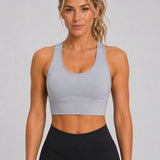 SparkNine Stride sport-bh - met uitneembare pads - 3XL - grijs - plus size - cross-back - medium support - zacht & elastisch materiaal