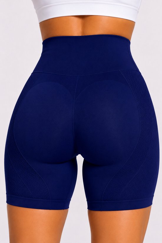 SparkNine Sculptfit sport short fitness - dames - S - blauw - hoge taille & buttlift - shapend - hoog elastisch naadloos - ademend