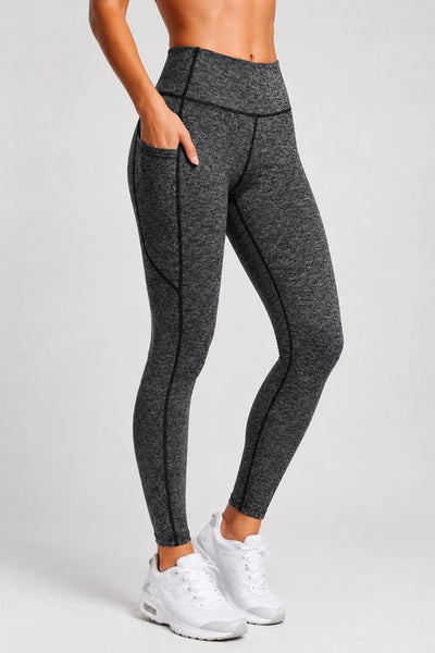 SparkNine Pacepocket dames sportlegging - met handige zakken - XXL - hennep grijs - hoge taille - elastisch - squatproof - niet doorschijnend