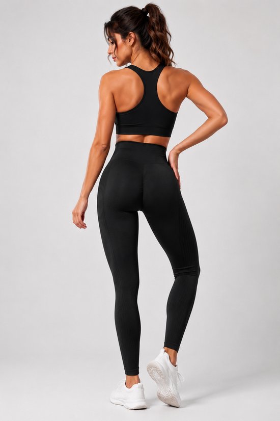 SparkNine Coreflex sportlegging - L - zwart - hoge taille - elastisch - squatproof - ondersteuning