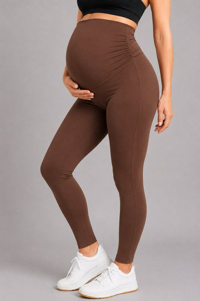 SparkNine Mamamove maternity legging - L - bruin - zachte stof - comfortabel & ondersteunend - rekbaar - zwangerschapslegging