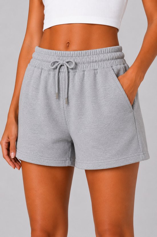 SparkNine Pulse short dames - met trekkoord & zijzakken - zachte sportbroek - XXL - grijs - elastische taille - ademend & comfortabel