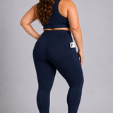 SparkNine Softcurve plus size legging - met zijzakken - 4XL - blauw - zachte stof - ademend - niet doorschijnend