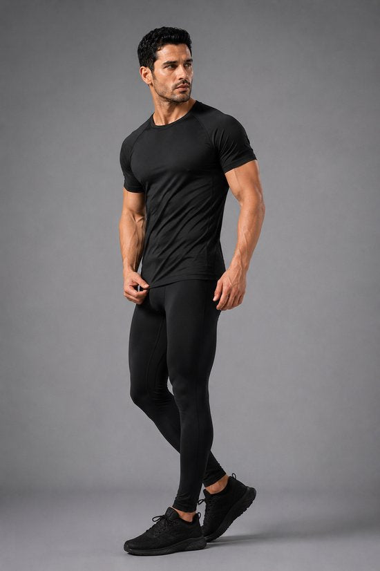 SparkNine Aeroflex heren sport t-shirt - strakke & aansluitende fit - M - zwart - ademend & sneldrogend - elastisch