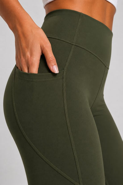 SparkNine Pacepocket dames sportlegging - met handige zakken - S - groen - hoge taille - elastisch - squatproof - niet doorschijnend