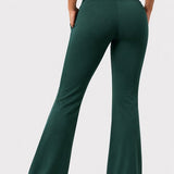 SparkNine Horizon flare broek - dames legging met zakken - petite pijplengte - S - groen - hoge taille - stijlvol & elastisch - sportlegging