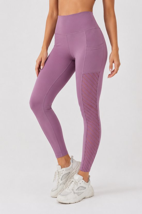 SparkNine Novawave sportlegging dames - squatproof - ademend - met zakken - S - roze - mesh panelen - elastisch & stijvol
