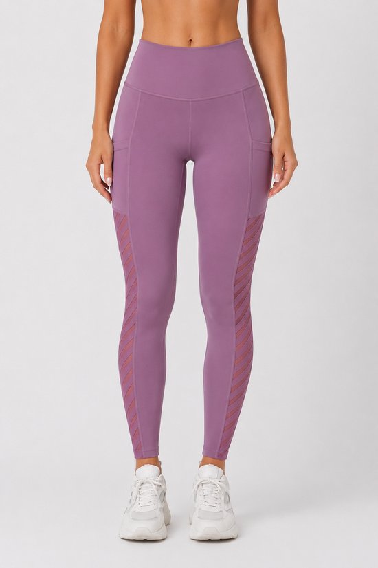 SparkNine Novawave sportlegging dames - squatproof - ademend - met zakken - S - roze - mesh panelen - elastisch & stijvol