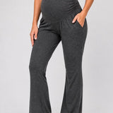 SparkNine Zenstretch zwangerschapslegging - flare broek met steekzakken - XXL - grijs - zachte stof - rekbaar & stijlvol - praktisch - maternity