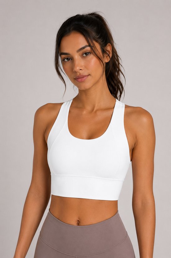 SparkNine Coreshield sportbeha - met ingebouwde pads - M - wit - push-up sport-bh - high impact ondersteuning - push-up - ademend