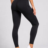 SparkNine Pacepocket dames sportlegging - met handige zakken - L - zwart - hoge taille - elastisch - squatproof - niet doorschijnend