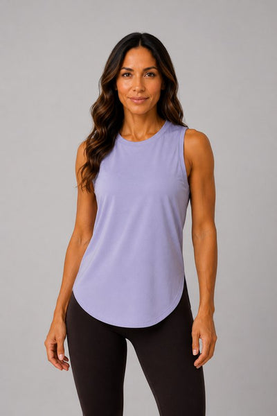 SparkNine Flexsplit tanktop - lange pasvorm - M - lila - mouwloos - met zijsplit - ademend