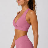 SparkNine Glowbra sportbeha dames - hoge ondersteuning - XXL - roze - kruisrug - ademend & stijlvol - met verwijderbare pads - glanzend & zacht