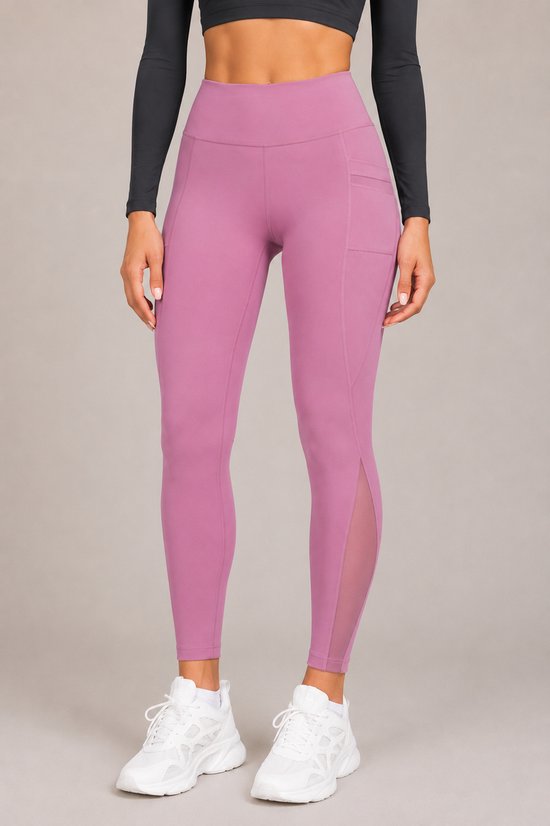 SparkNine Meshtone Sportlegging - L - roze - mesh details & handige zakken - sportbroek - ademend & stijlvol - elastisch - squatproof
