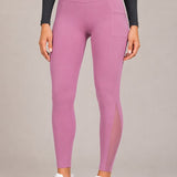 SparkNine Meshtone Sportlegging - L - roze - mesh details & handige zakken - sportbroek - ademend & stijlvol - elastisch - squatproof