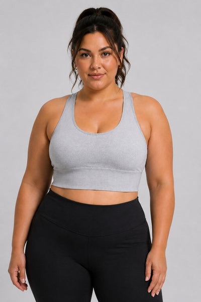 SparkNine Stride sport-bh - met uitneembare pads - 3XL - grijs - plus size - cross-back - medium support - zacht & elastisch materiaal