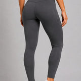 SparkNine Pacepocket dames sportlegging - met handige zakken - L - grijs - hoge taille - elastisch - squatproof - niet doorschijnend