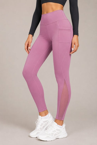 SparkNine Meshtone Sportlegging - L - roze - mesh details & handige zakken - sportbroek - ademend & stijlvol - elastisch - squatproof