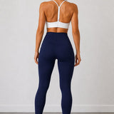 SparkNine Softflex zachte legging met zakken - dames sportlegging - comfy legging - S - blauw - hoge taille - elastisch - zacht materiaal - comfortabel
