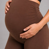 SparkNine Mamamove maternity legging - L - bruin - zachte stof - comfortabel & ondersteunend - rekbaar - zwangerschapslegging