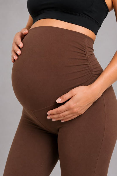 SparkNine Mamamove maternity legging - L - bruin - zachte stof - comfortabel & ondersteunend - rekbaar - zwangerschapslegging