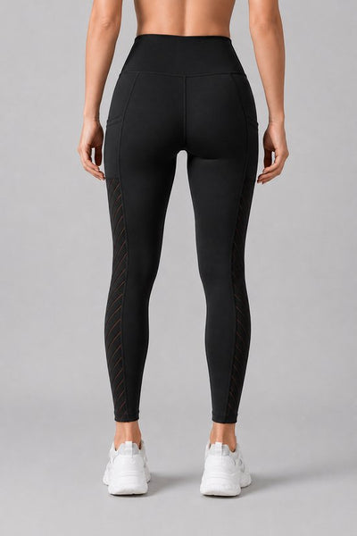 SparkNine Novawave sportlegging dames - squatproof - ademend - met zakken - M - zwart - mesh panelen - elastisch & stijvol