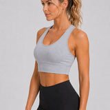 SparkNine Stride sport-bh - met uitneembare pads - M - grijs - cross-back - medium support - zacht & elastisch materiaal