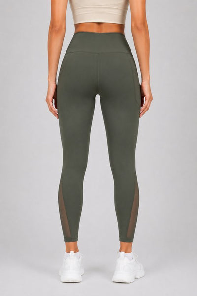 SparkNine Meshtone Sportlegging - S - groen - mesh details & handige zakken - sportbroek - ademend & stijlvol - elastisch - squatproof