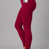 SparkNine Softflex zachte legging met zakken - dames sportlegging - comfy legging - M - rood - hoge taille - elastisch - zacht materiaal - comfortabel
