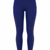 SparkNine Novawave sportlegging dames - squatproof - ademend - met zakken - S - blauw - mesh panelen - elastisch & stijvol