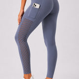 SparkNine Novawave sportlegging dames - squatproof - ademend - met zakken - XL - grijs - mesh panelen - elastisch & stijvol