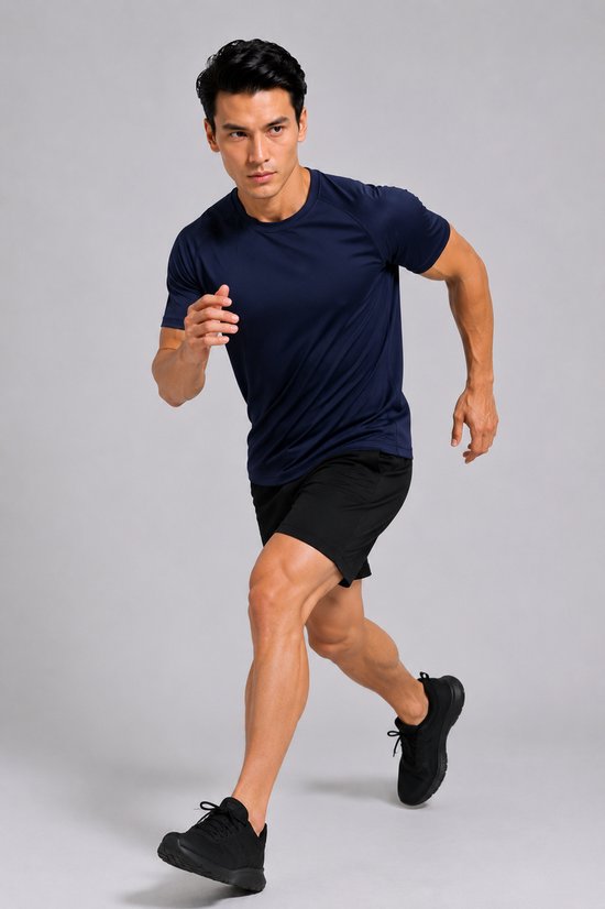 SparkNine Pulsegear sport t-shirt - heren - sneldrogend & ademend - S - donkerblauw - lichtgewicht - ideaal voor trainen, rennen & fitness
